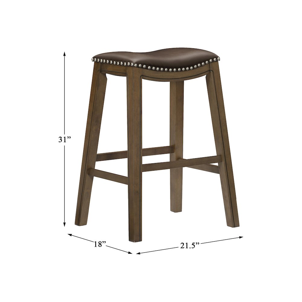 Ordway Solid Wood 29" Height Saddle Stool in Brown. Picture 4