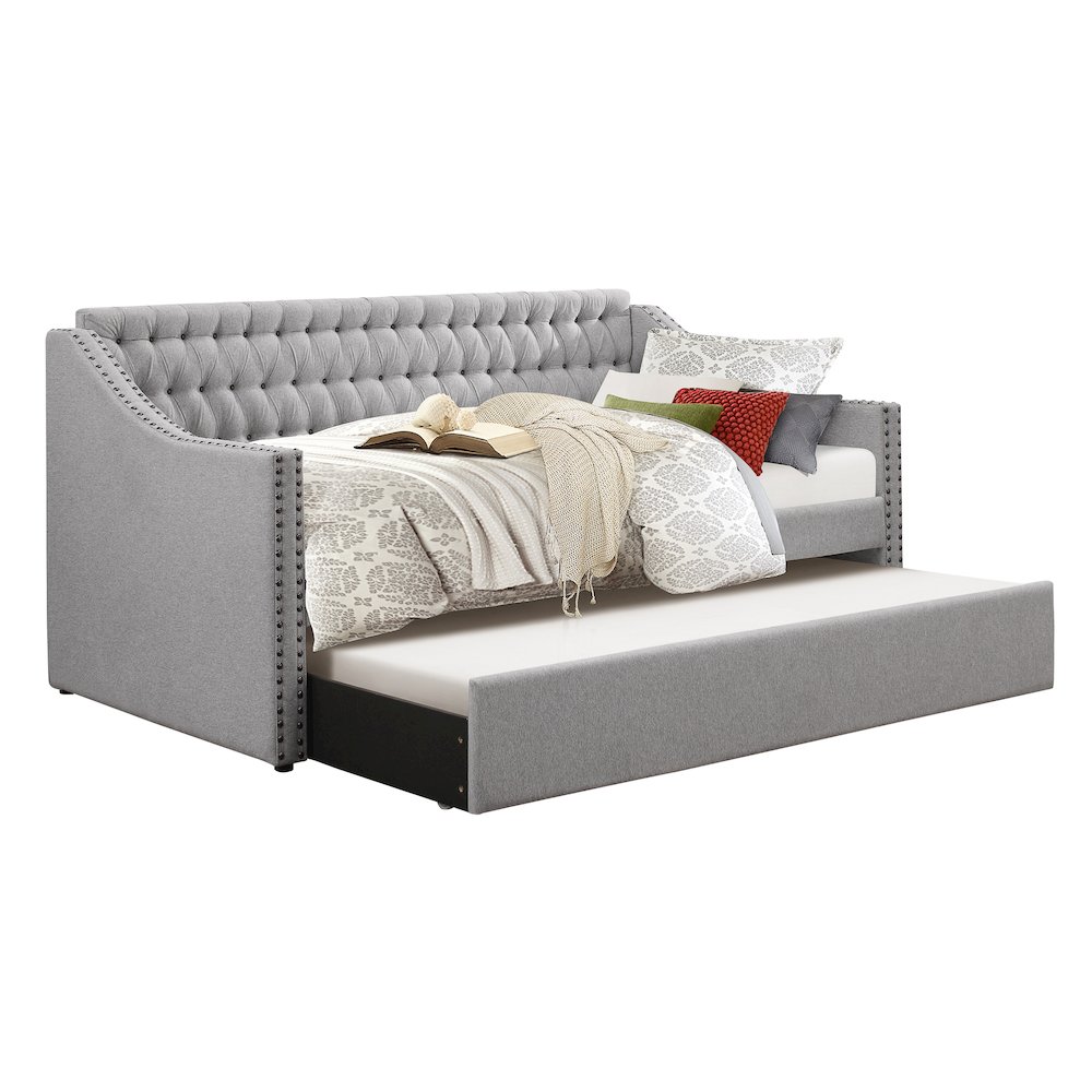 Tulney Fabric Daybed with Trundle in Gray. Picture 1