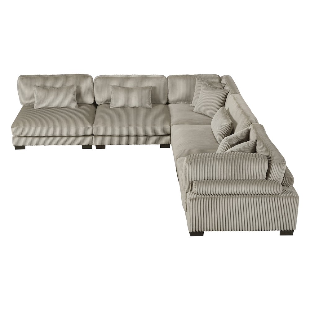 Traverse Corduroy 5-Piece Modular Sectional in Taupe. Picture 10