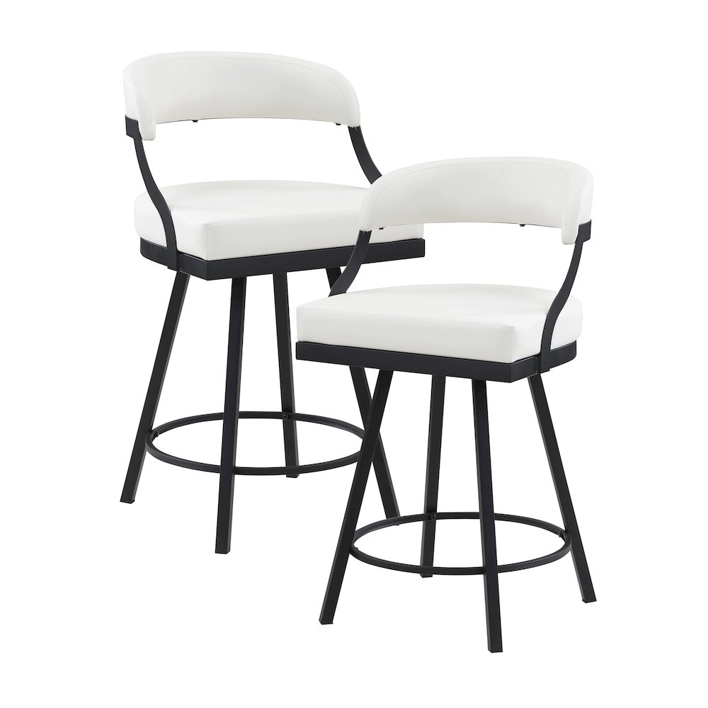 Crowley Faux leather Swivel Counter Height Chair in White. Picture 1