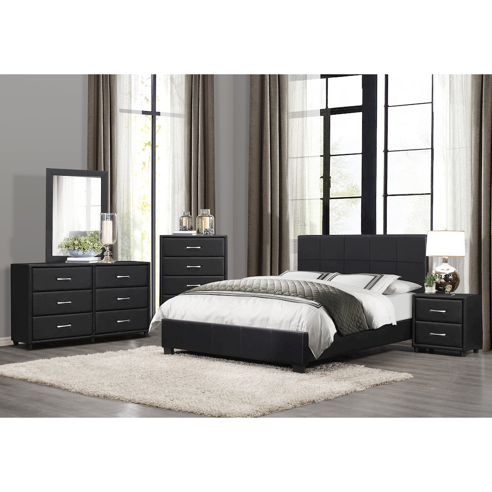 Lorenzi Faux Leather Full Bed in Black. Picture 3