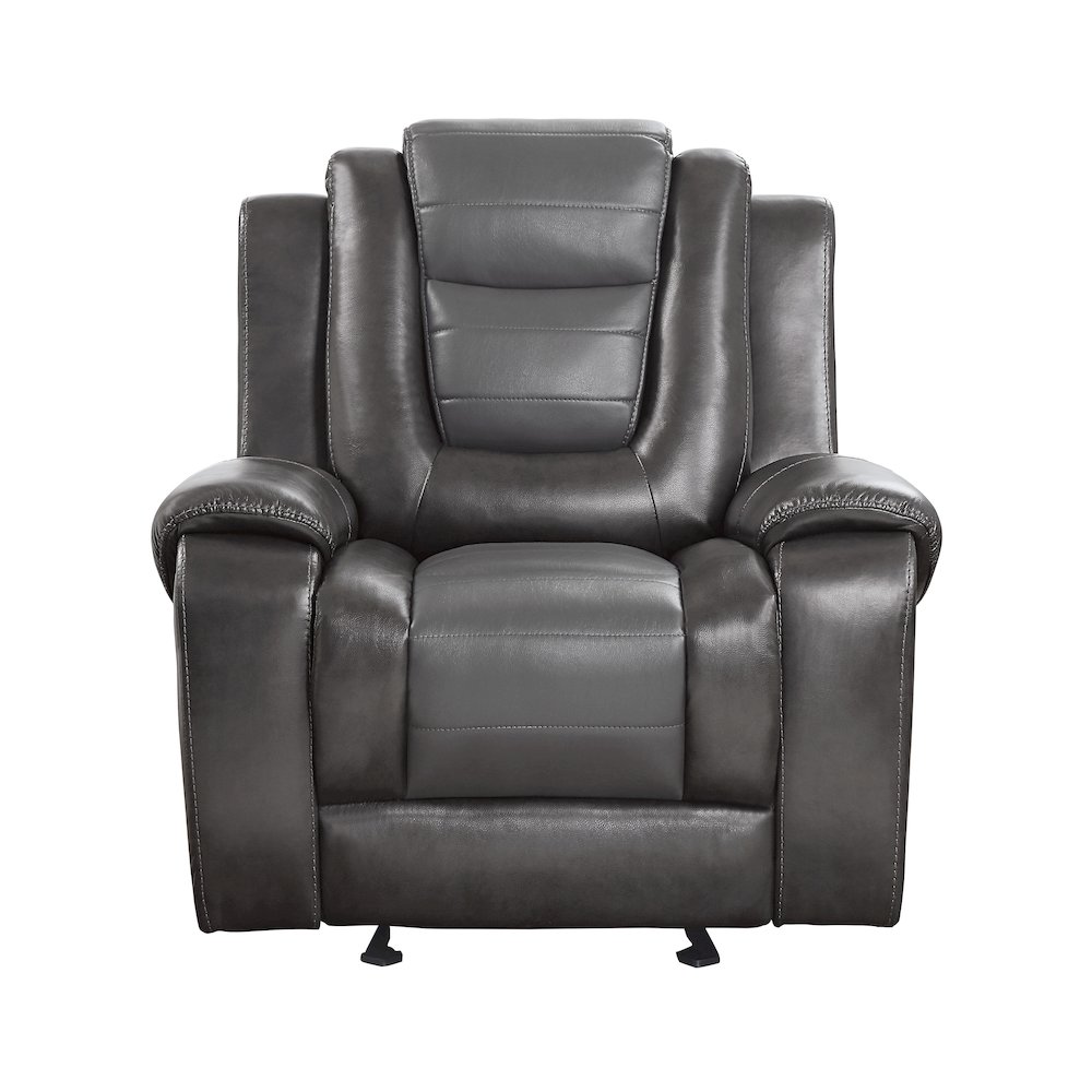 Briscoe F. Leather Gldr Rclng Chair in 2-Tone (Light Gray and Dark Gray). Picture 4