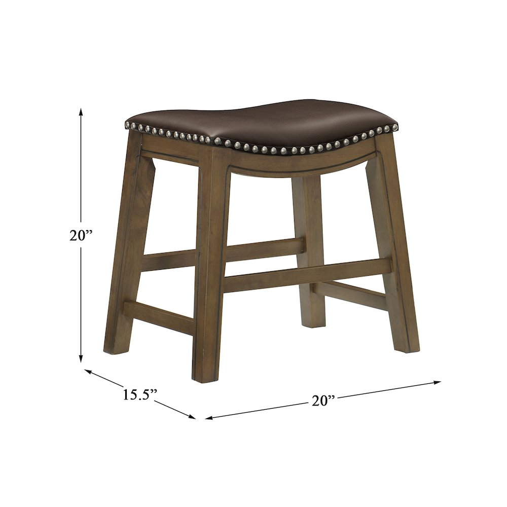 Ordway Solid Wood 18" Height Saddle Stool in Brown. Picture 4
