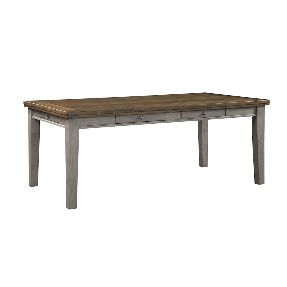 Tigard Wood Dining Room Table in 2-tone finish: cherry and gray. Picture 1