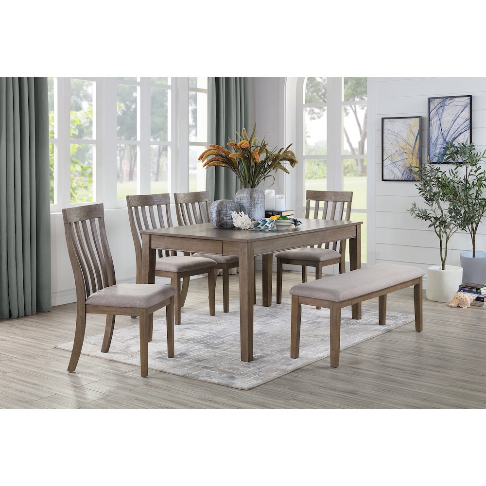 Armhurst Textured Dining Room Bench in Gray. Picture 2