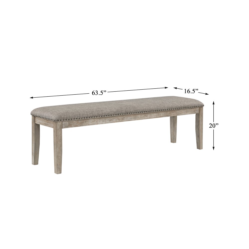 Southlake Textured Dining Room Bench in Light gray. Picture 4