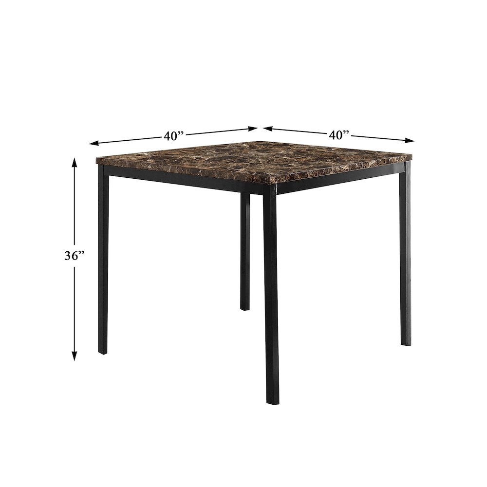 Tempe Faux Marble Top Counter Height Dining Table in Black Metal Finish. Picture 4