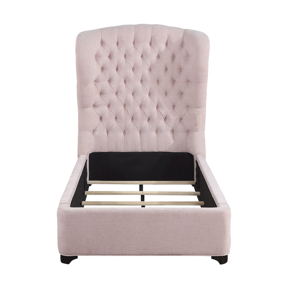 Cameo Chenille Twin Upholstery Bed in Pink. Picture 5