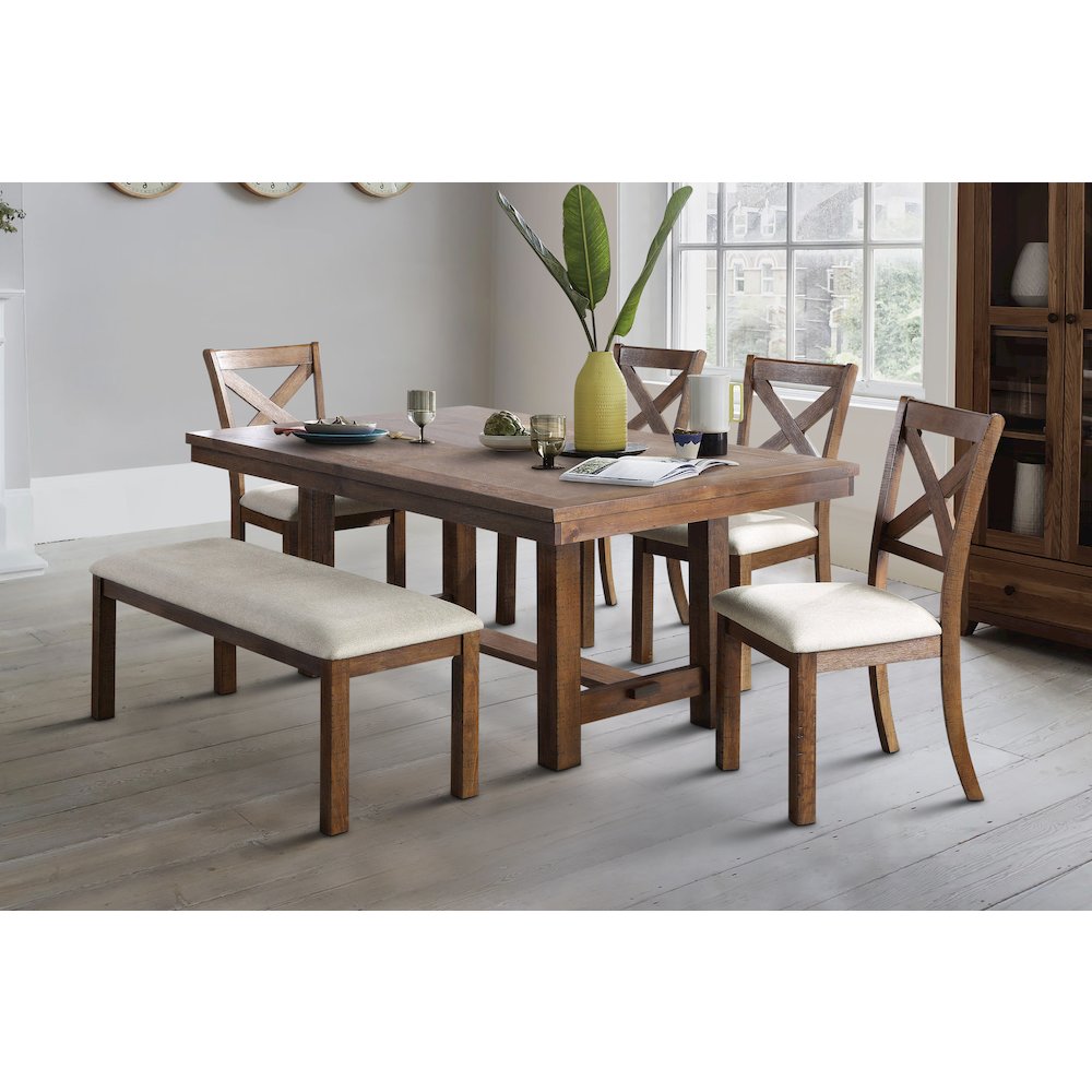 Bonner Textured Dining Room Bench in Beige. Picture 2