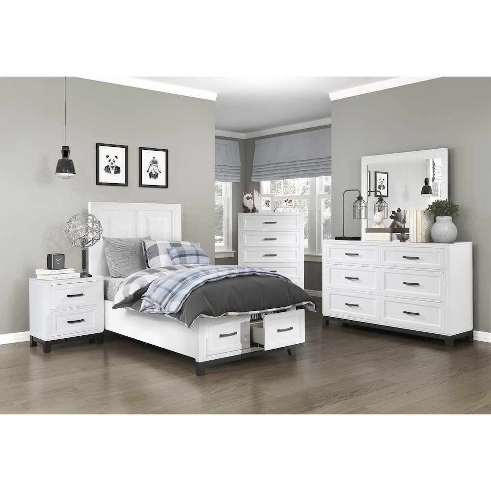 Garretson Acacia Twin Pltfm Bed in 2-Tone Finish (White n Metallic Gray). Picture 3