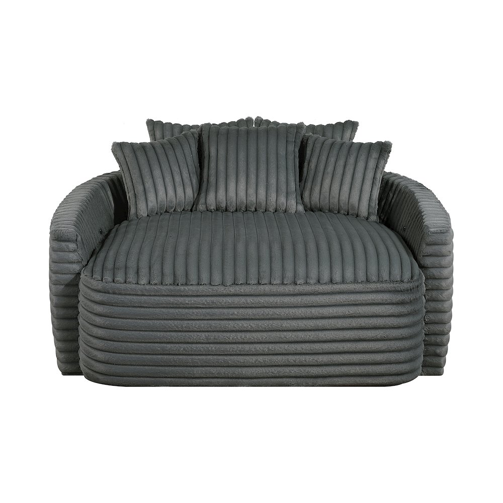 Tomball Corduroy Oversized Chaise Lounge in Dark Gray. Picture 7
