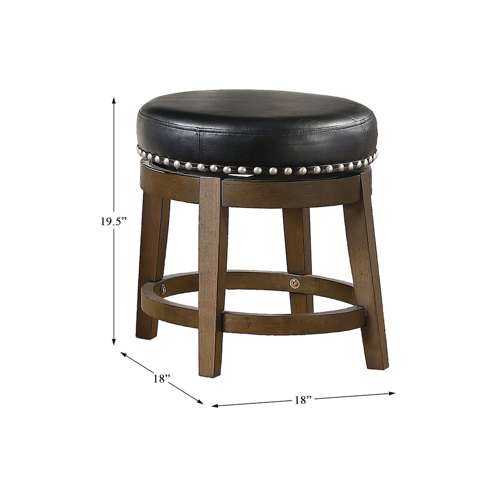 Westby Solid Wood 18" Round Swivel Stool, Set of 2 in Black. Picture 4