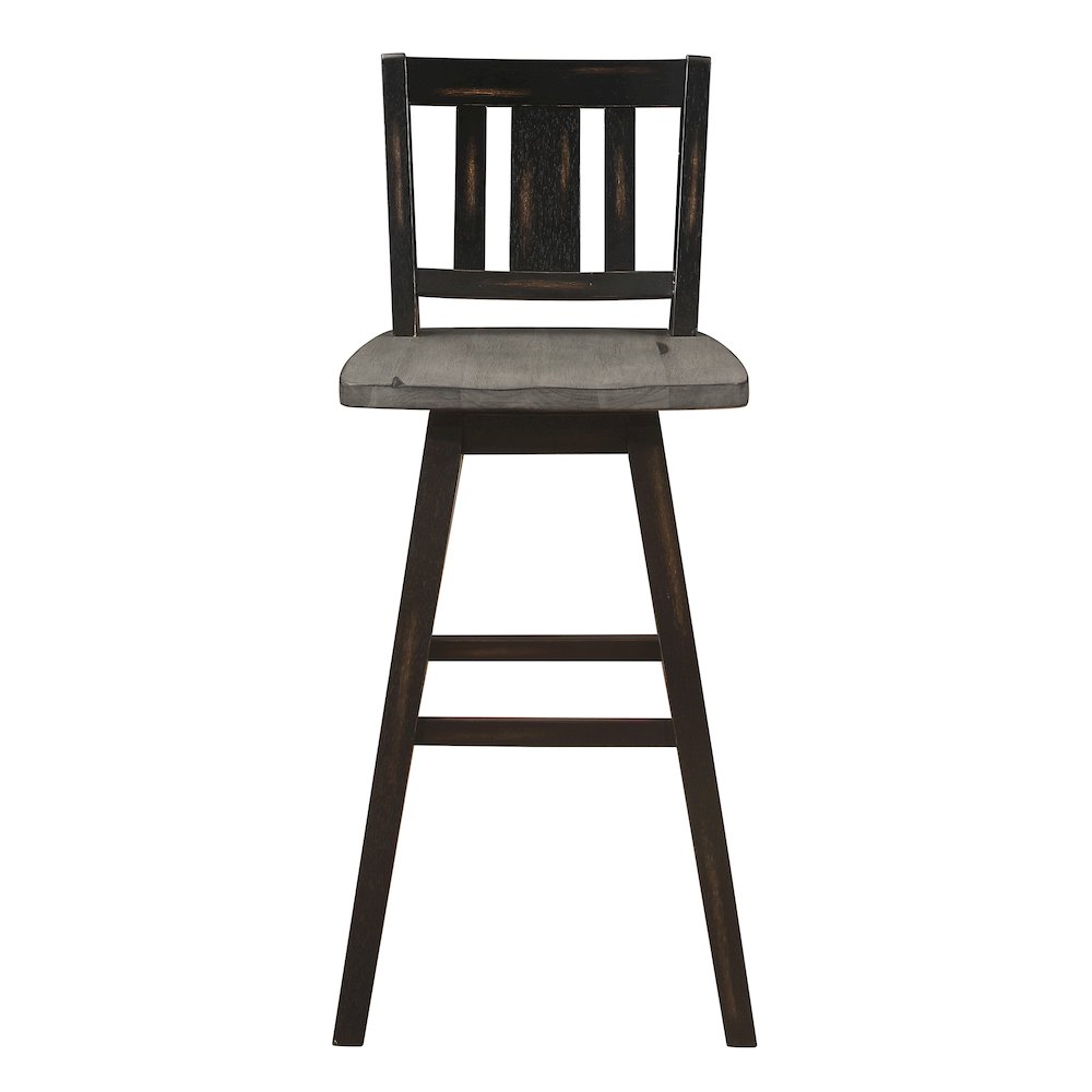 Amsonia Solid Wood Swivel Pub Height Chair, set of 2 in Gray and Black. Picture 5