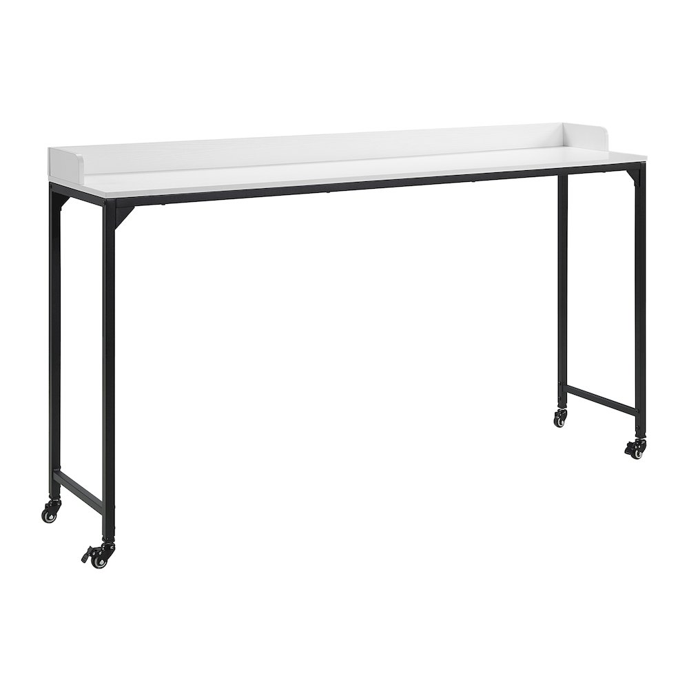 Sumter Faux Wood Over-The-Bed Desk in White and Black Metal Finish. Picture 1