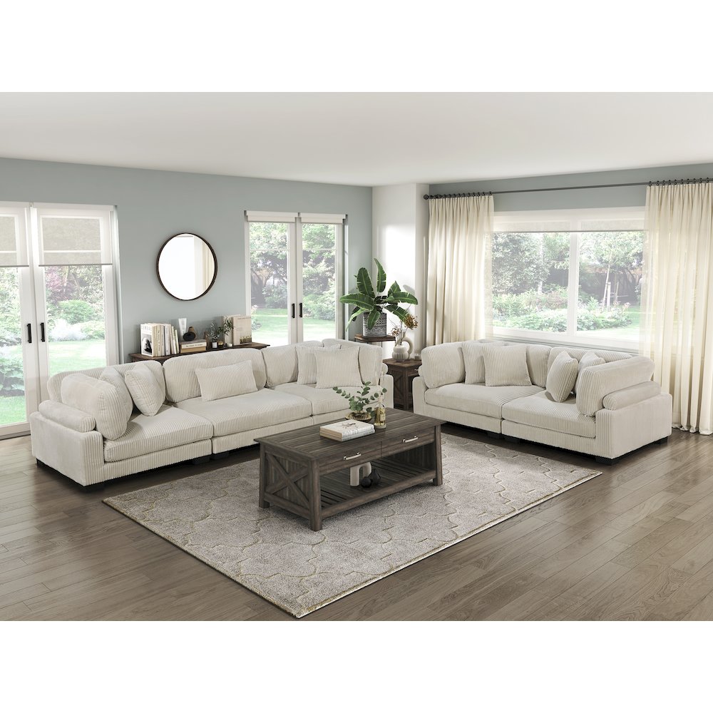 Traverse Corduroy Sofa in Beige. Picture 2