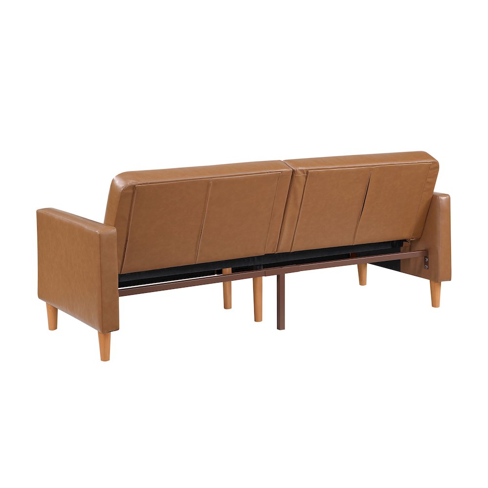 Carlton Faux Leather Elegant Lounger in Camel. Picture 6