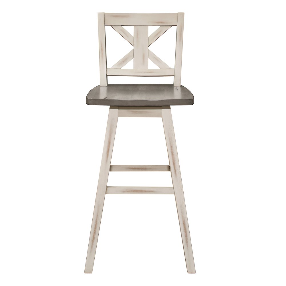 Amsonia Solid Wood Swivel Pub Height Chair, set of 2 in Gray and White. Picture 5