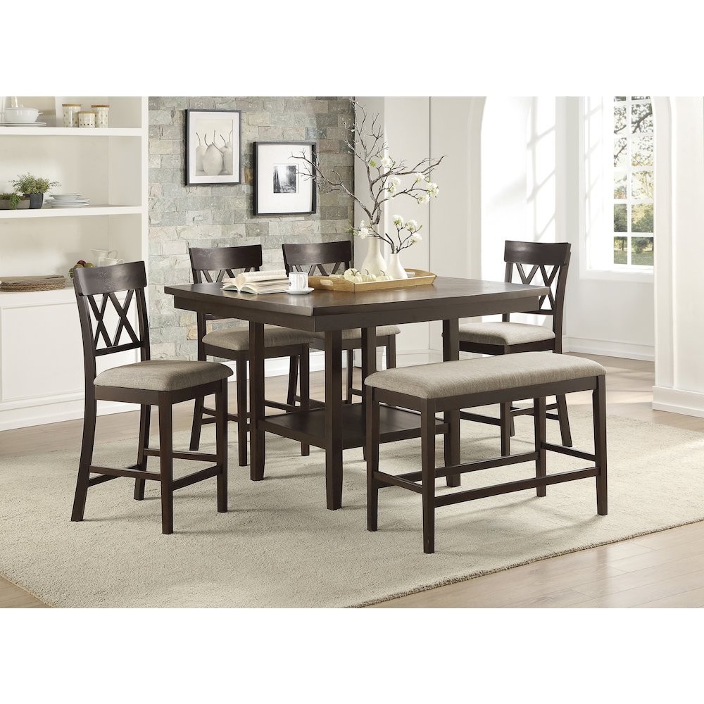 Balin Textured Counter Height Dining Chair, set of 2 in Brown. Picture 2