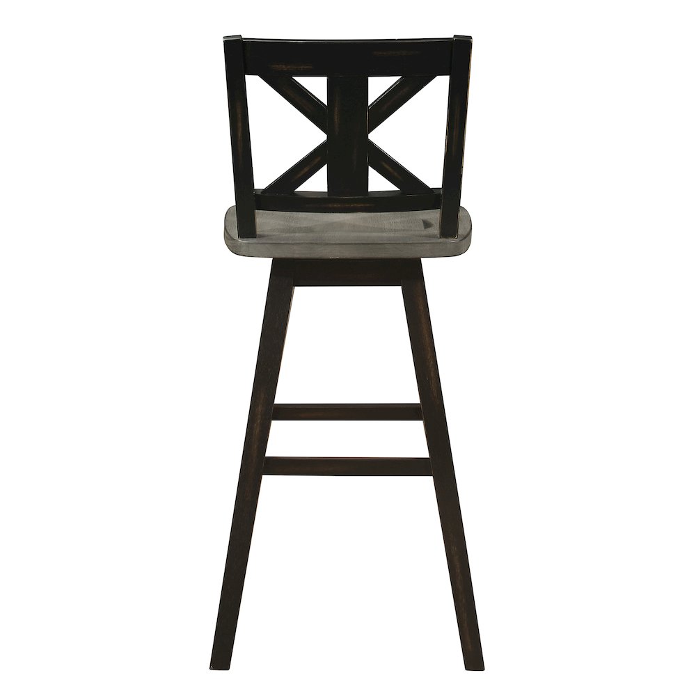 Amsonia Solid Wood Swivel Pub Height Chair, set of 2 in Gray and Black. Picture 3