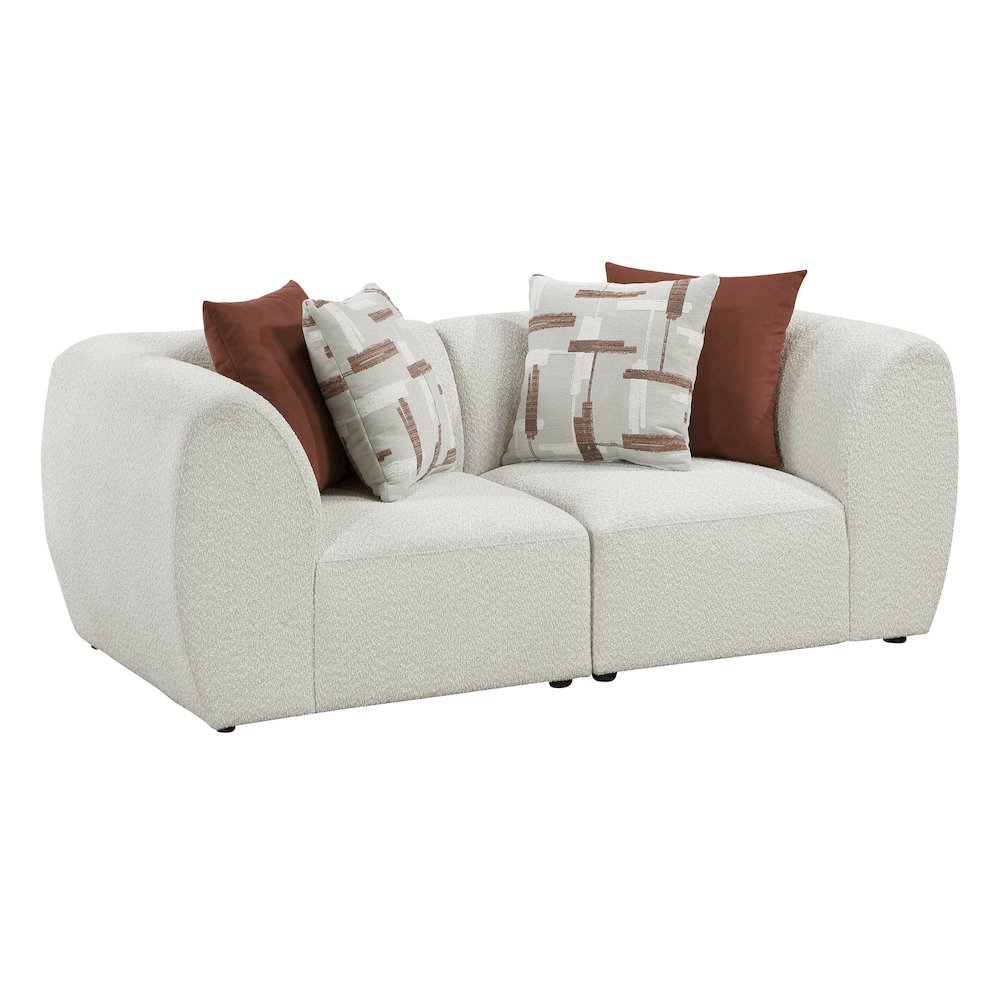 Franz Chenille Love Seat in Beige. Picture 1