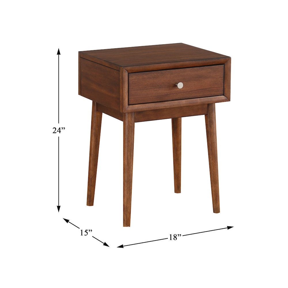 Frolic Rubberwood End Table with Functional Drawer in Brown. Picture 4