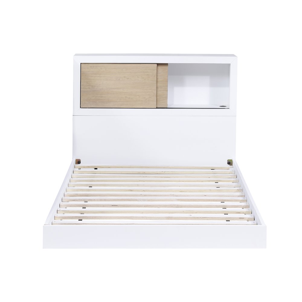 Asker Asian Hardwood Twin Bookcase Bed in 2-Tone (White and Natural). Picture 8