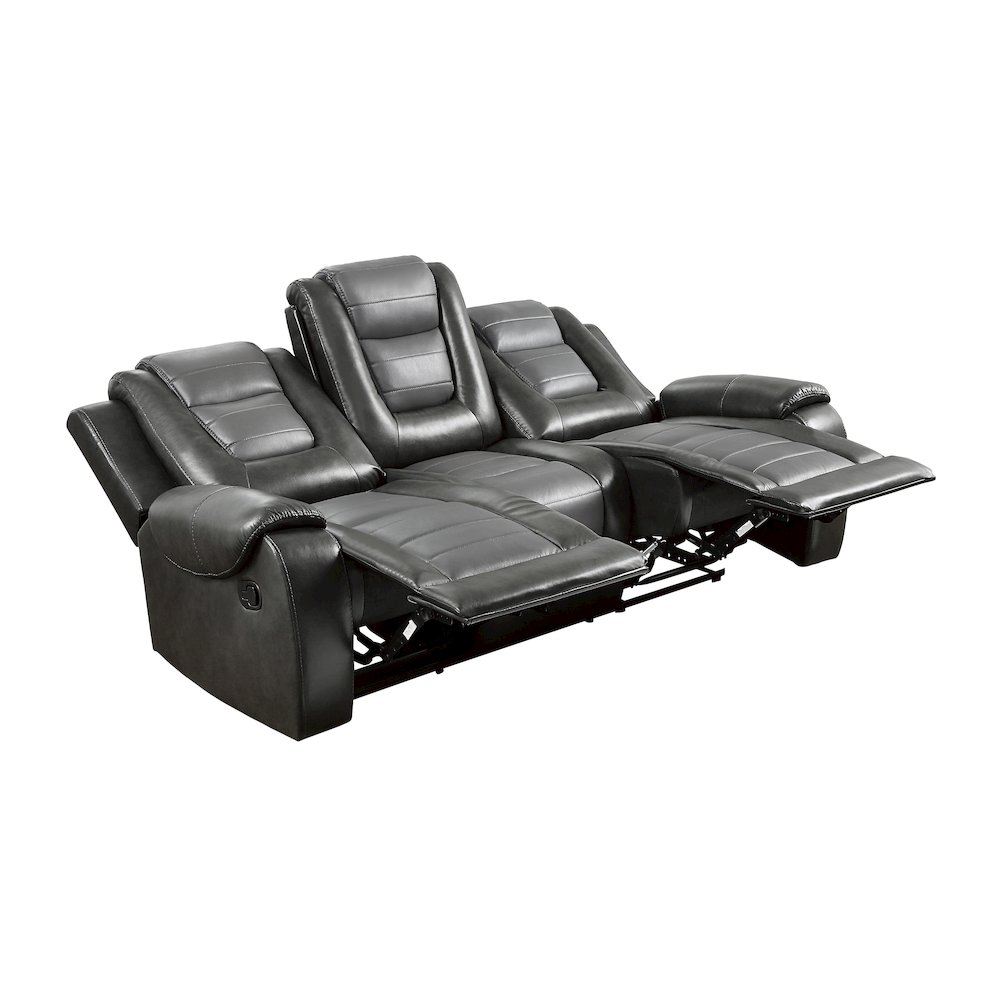 Briscoe F. Leather Dbl Rclng Sofa in 2-Tone (Light Gray and Dark Gray). Picture 6