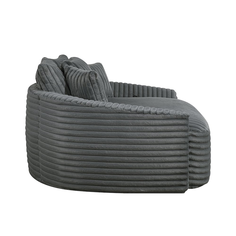 Tomball Corduroy Oversized Chaise Lounge in Dark Gray. Picture 9