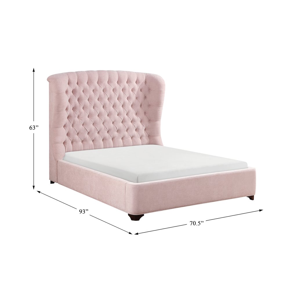 Cameo Chenille Queen Upholstery Bed in Pink. Picture 6