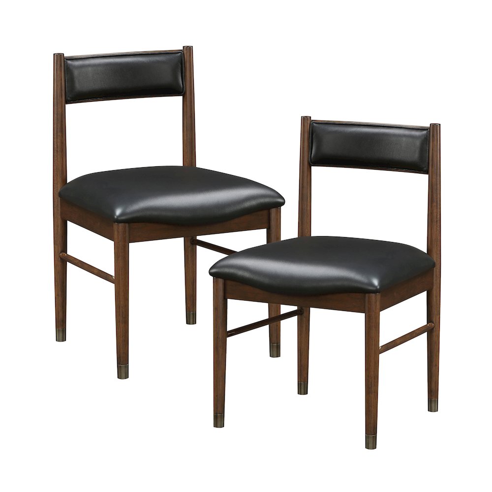 Clive Leather 5-Piece Dining Set (1 Table + 4 Side Chairs) in Black. Picture 1