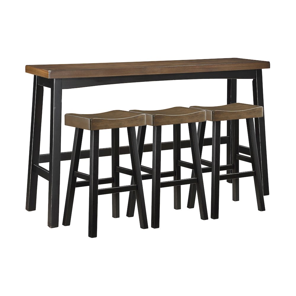 Caspian Solid Wood Pub Height Set (set of 4) in Black and Brown. Picture 1