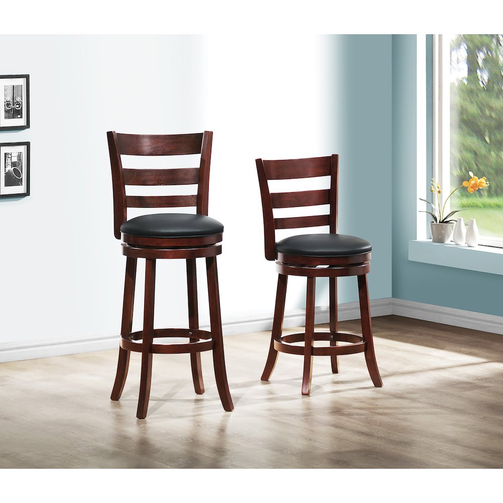 Edmond Solid Wood Swivel Counter Height Chair in Black. Picture 2