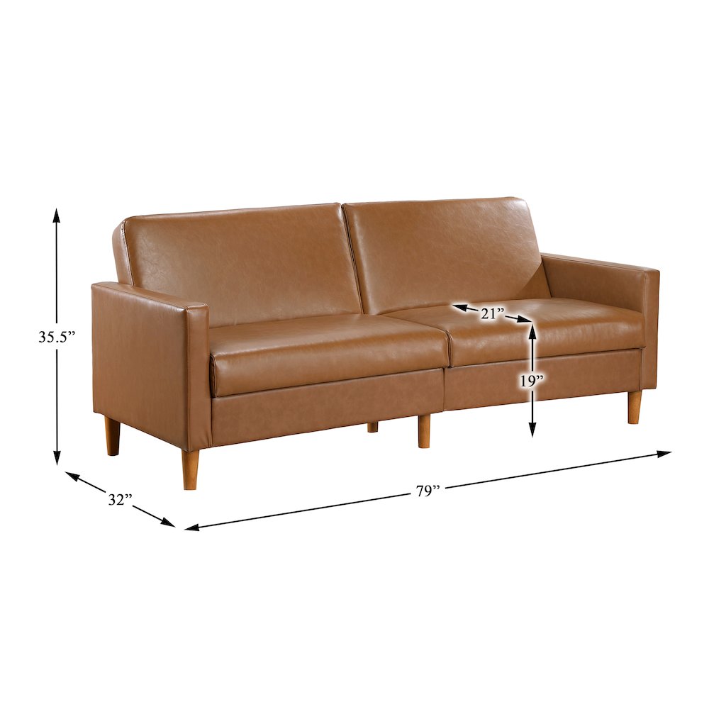 Carlton Faux Leather Elegant Lounger in Camel. Picture 8