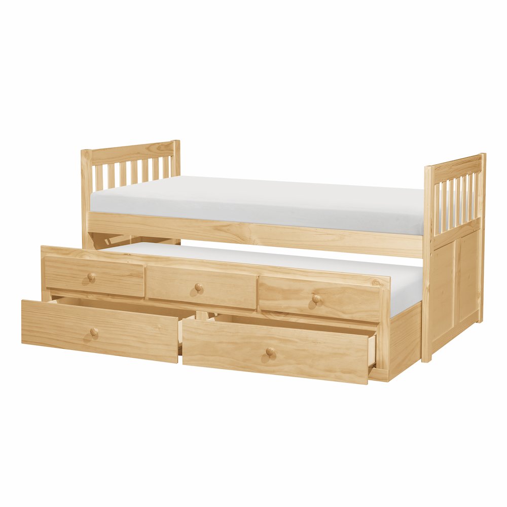 Bartly Pine Twin Over Twin Trundle Bed in Natural Pine. Picture 8