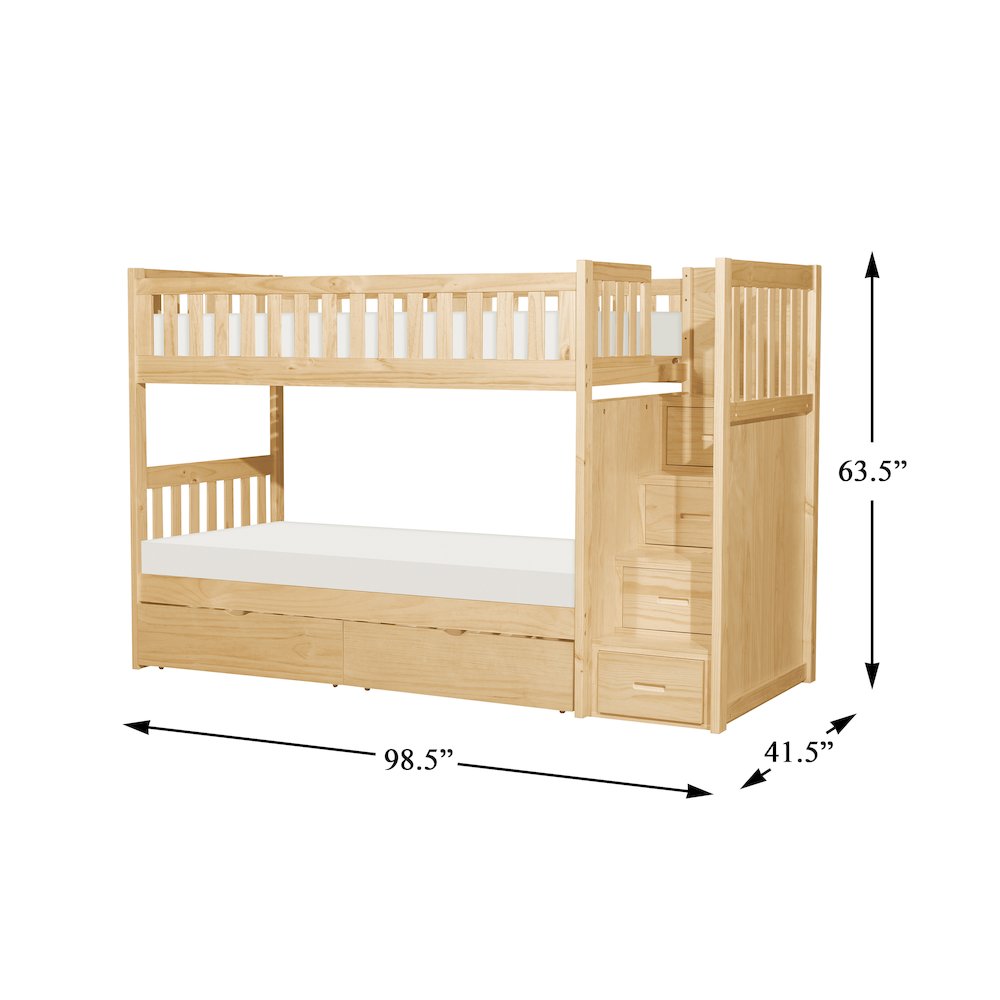 Bartly Pine Bunk Bed with Reversible Step Storage in Natural Pine. Picture 4