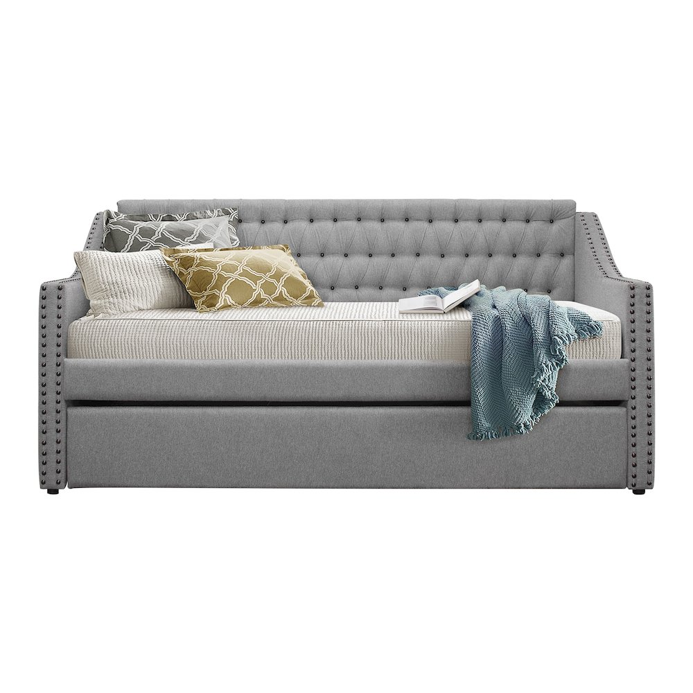 Tulney Fabric Daybed with Trundle in Gray. Picture 4