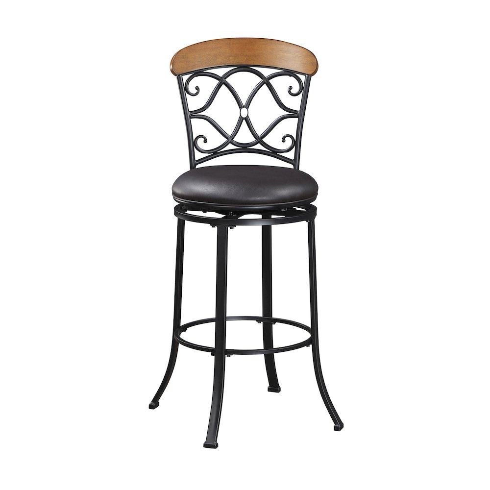 Benson Faux Leather Swivel Pub Height Chair in Brown. Picture 8