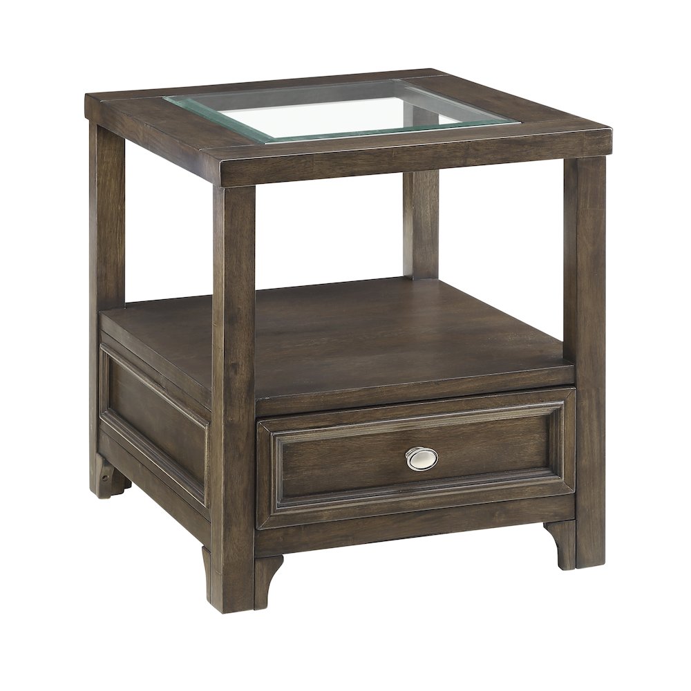 Auburn Asian Hardwood End Table in Charcoal Brown. Picture 1