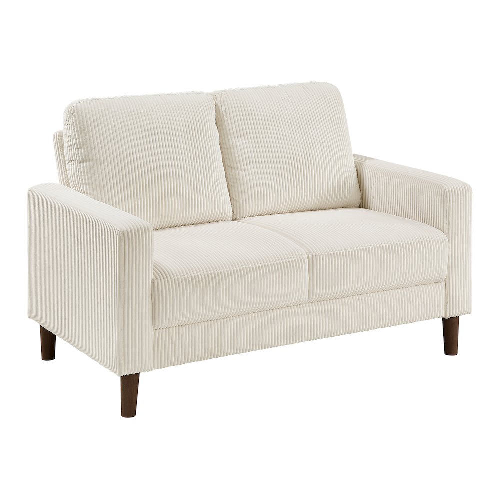 Crandall Corduroy Love Seat in Beige. Picture 1