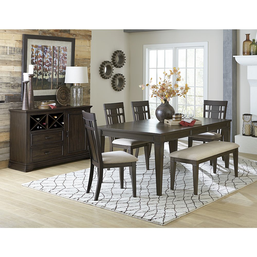 Makah Wood Dining Room Bench in Beige. Picture 2