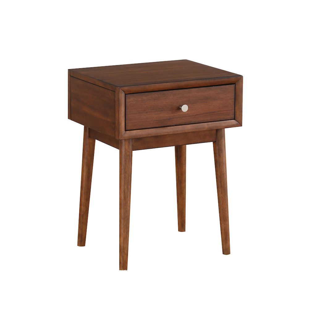 Frolic Rubberwood End Table with Functional Drawer in Brown. Picture 1