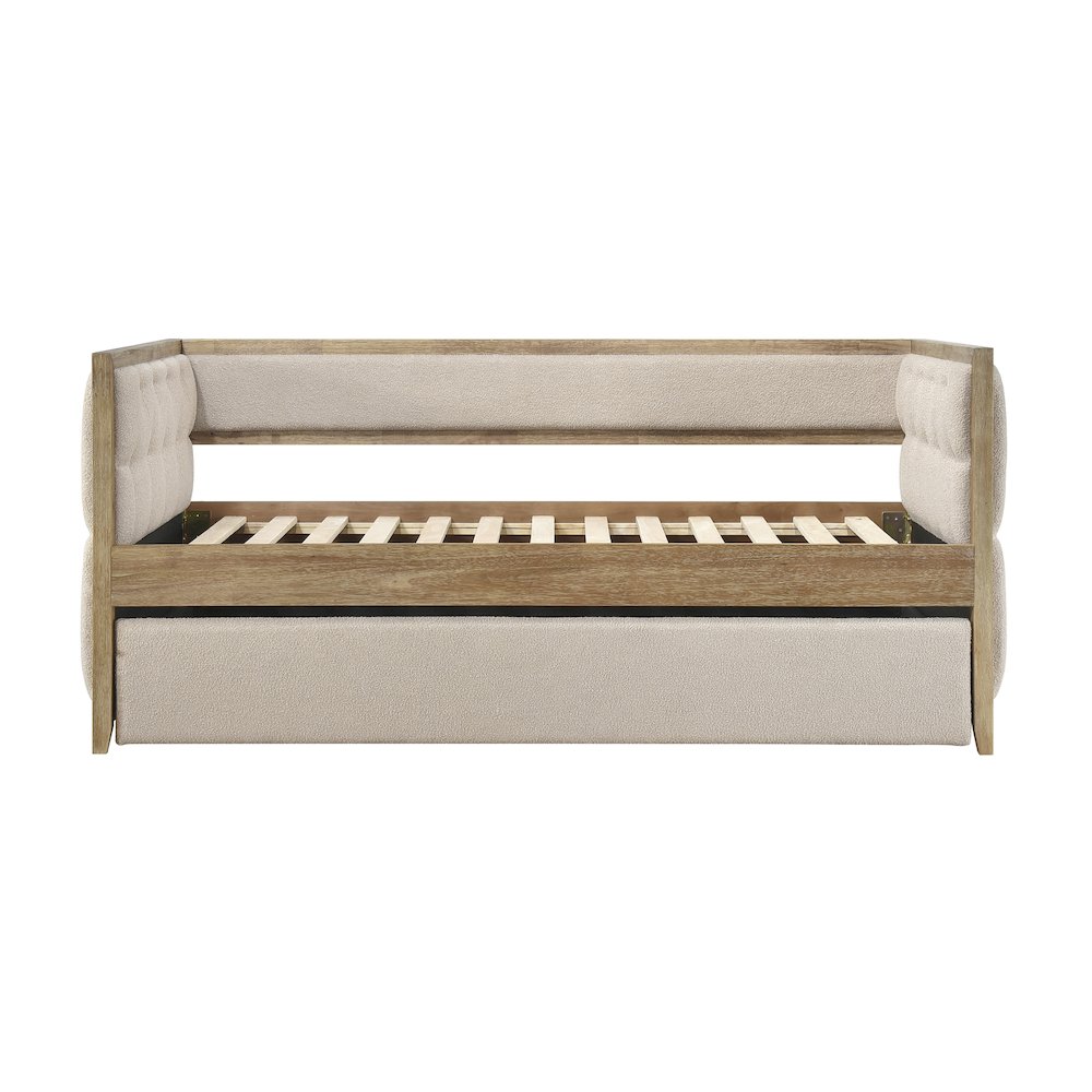 Roseburg Boucle Daybed with Trundle in Beige. Picture 6