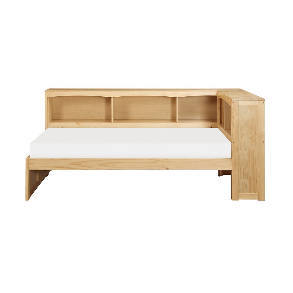 Bartly Pine Twin Bookcase Corner Bed in Natural Pine. Picture 4