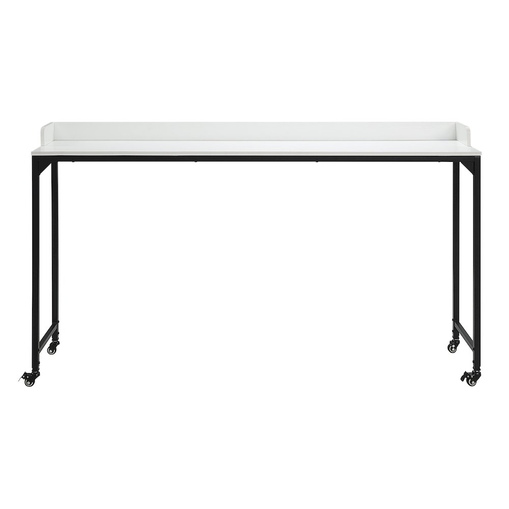 Sumter Faux Wood Over-The-Bed Desk in White and Black Metal Finish. Picture 3