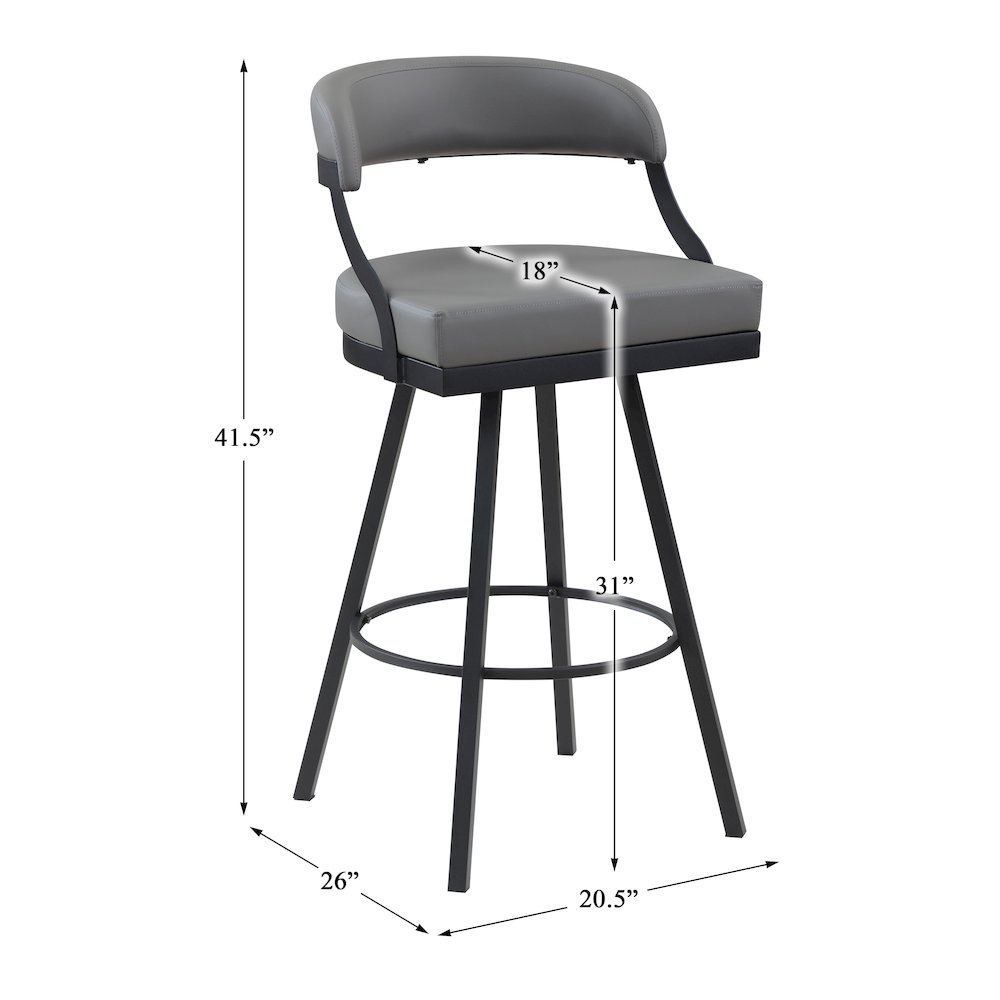 Crowley Faux leather Swivel Pub Height Chair in Gray. Picture 4
