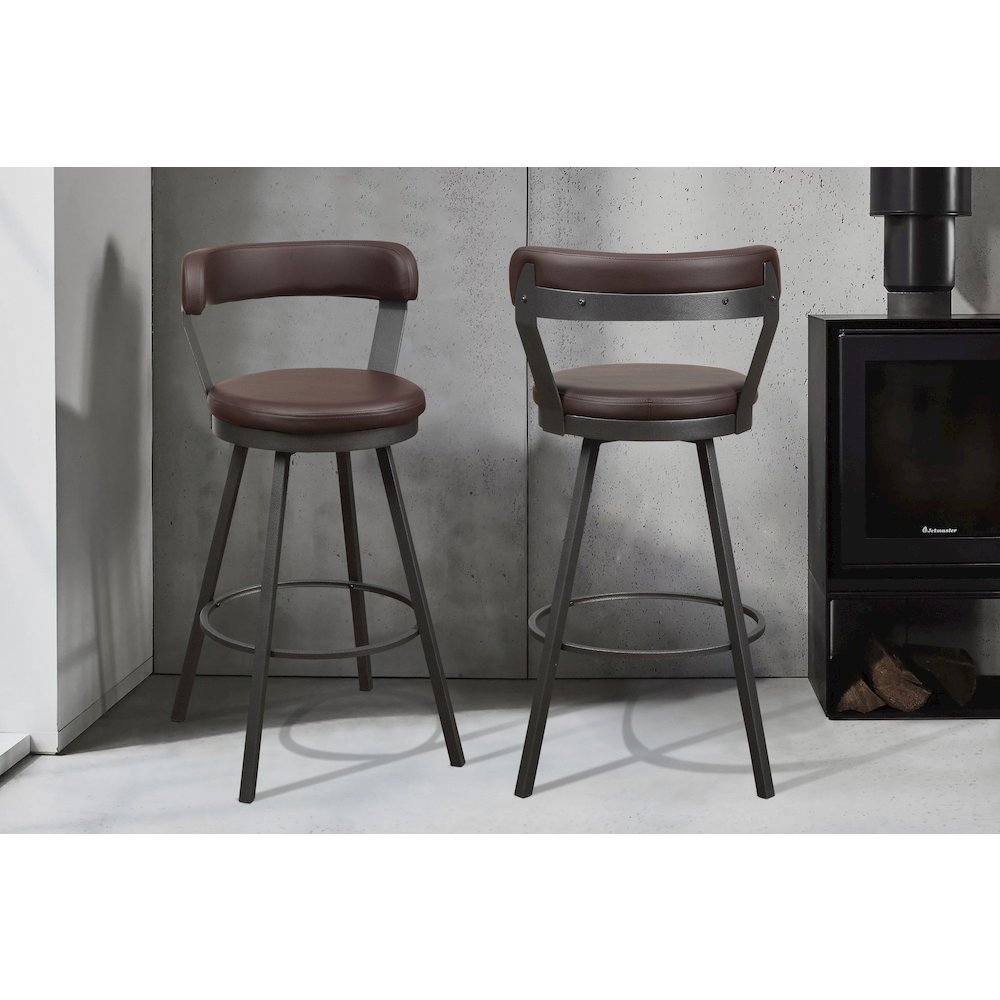 Appert Metal Swivel Pub Height Chair,  set of 2 in Brown. Picture 2