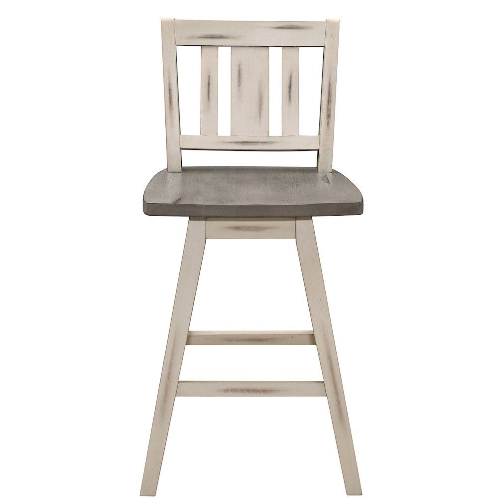 Amsonia Wood Swivel Counter Height Chair, set of 2 in Gray and White. Picture 5
