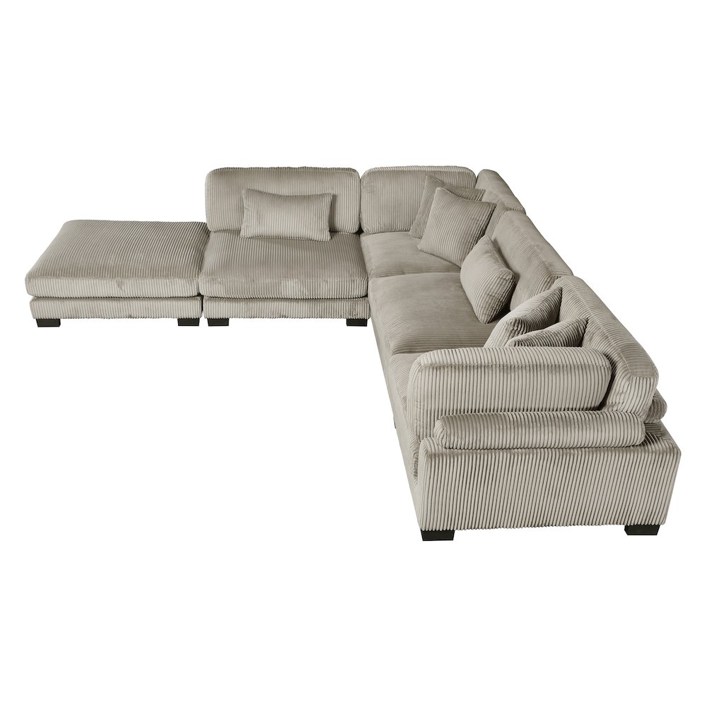 Traverse Corduroy 5-Piece Modular Sectional with Ottoman in Taupe. Picture 8