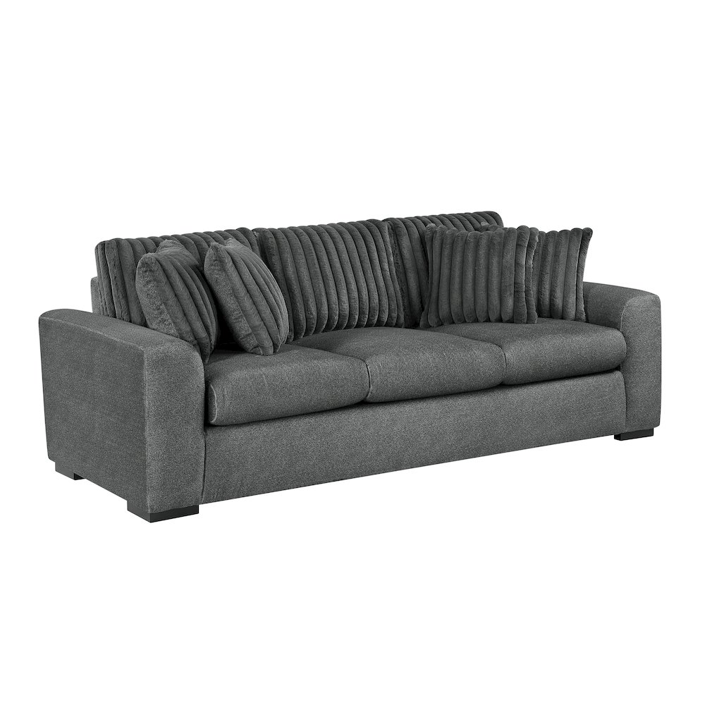 Athena Textured 2pc Set: Sofa, Loveseat in Dark Gray. Picture 2