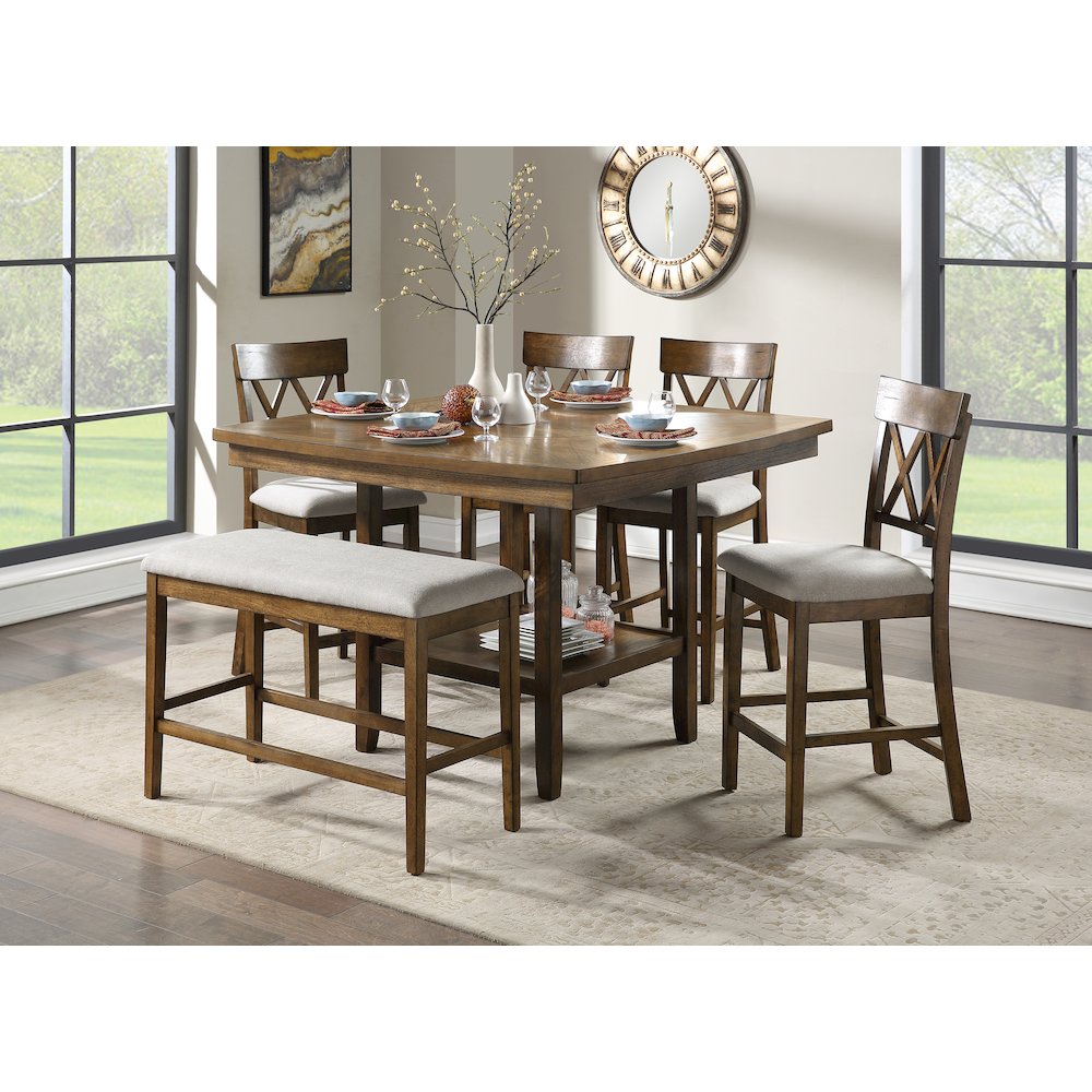 Balin Wood Counter Height Table with lazy susan in Light oak. Picture 2